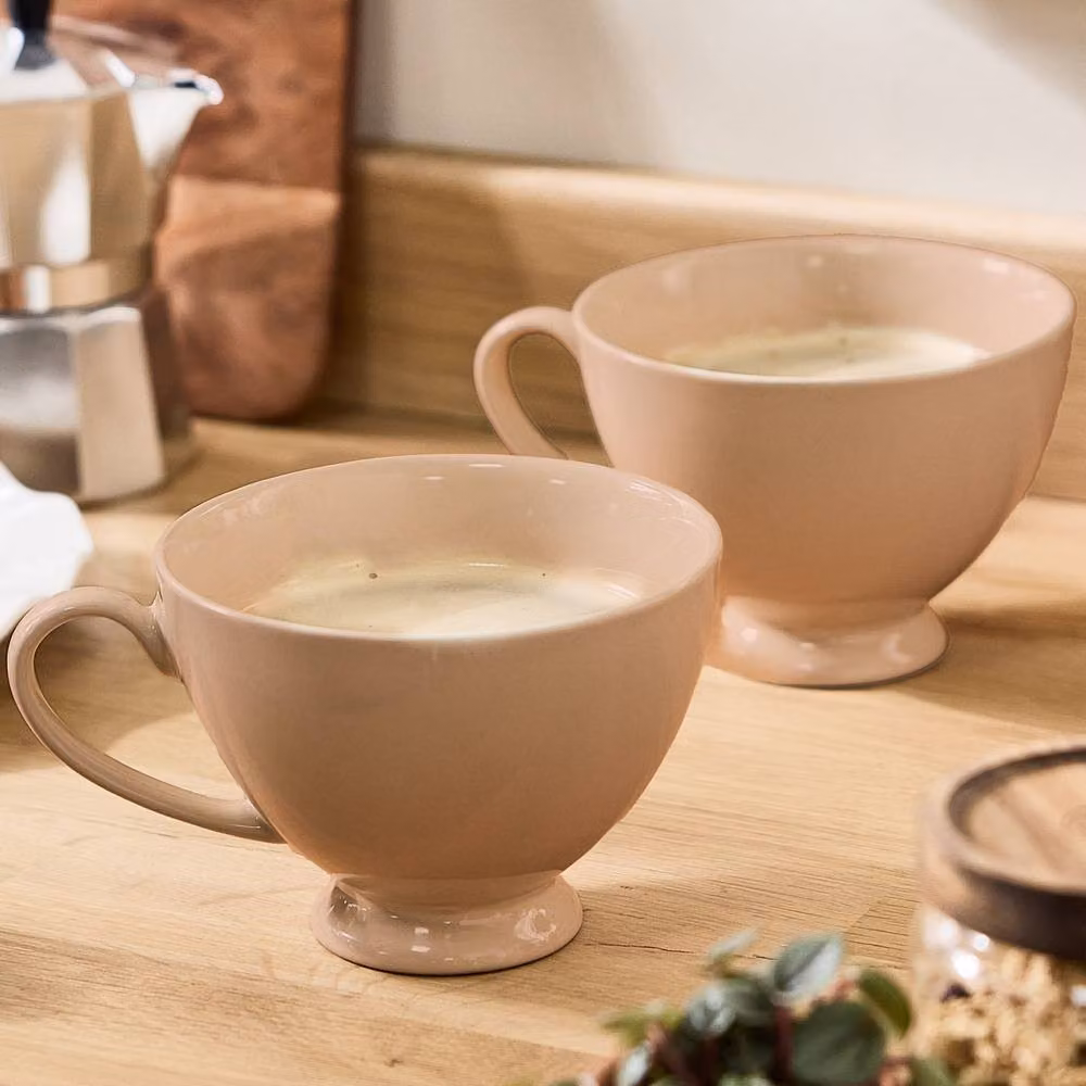 Dibor Montmartre Set of 4 Large Mocha Cream Ceramic Tea Cups and Coffee Mugs in Beige – 3