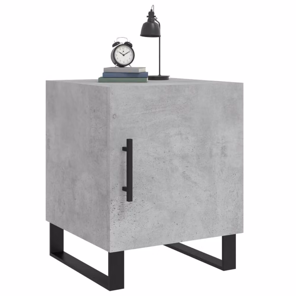 Berkfield Home Set of 2 Modern Bedside Cabinets in Concrete Grey, W/D/H: 40 x 40 x 50 cm – 3