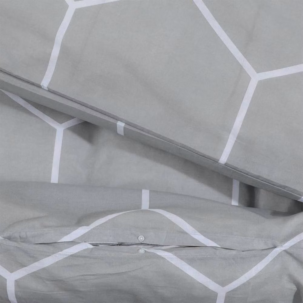 Berkfield Home Elegant Grey Cotton Duvet Cover and Pillowcase Set, W/D/H: 140 x 200 cm and 60 x 70 cm – 3