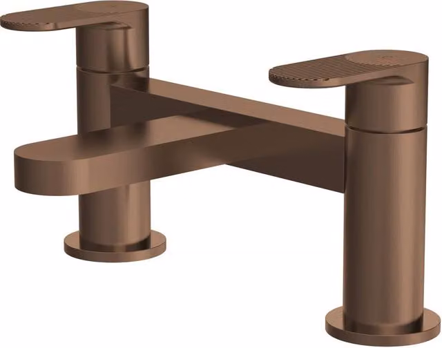 Balterley Rileyhill Fluted Bath Filler in Brown and Brushed Brass with Single Lever Control