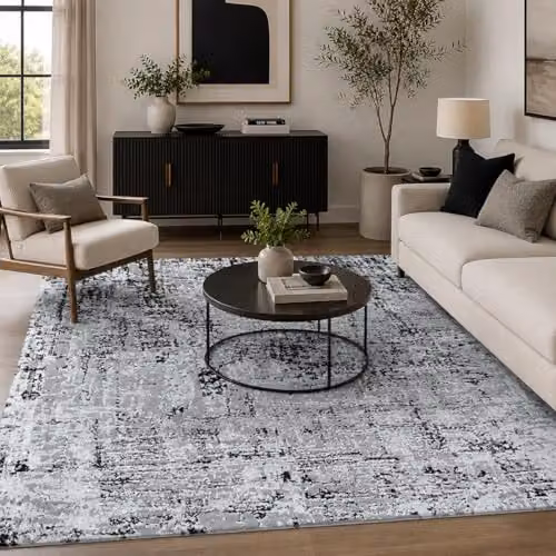 Desire Rugs Serenity Modern Abstract Black Area Rug, W: 120 cm, L: 170 cm – 1