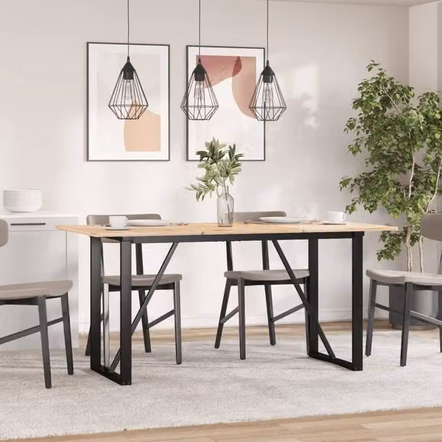 Berkfield Home O-Frame Dining Table Legs in Matt Black Steel, W/D/H: 120 x 60 x 73 cm