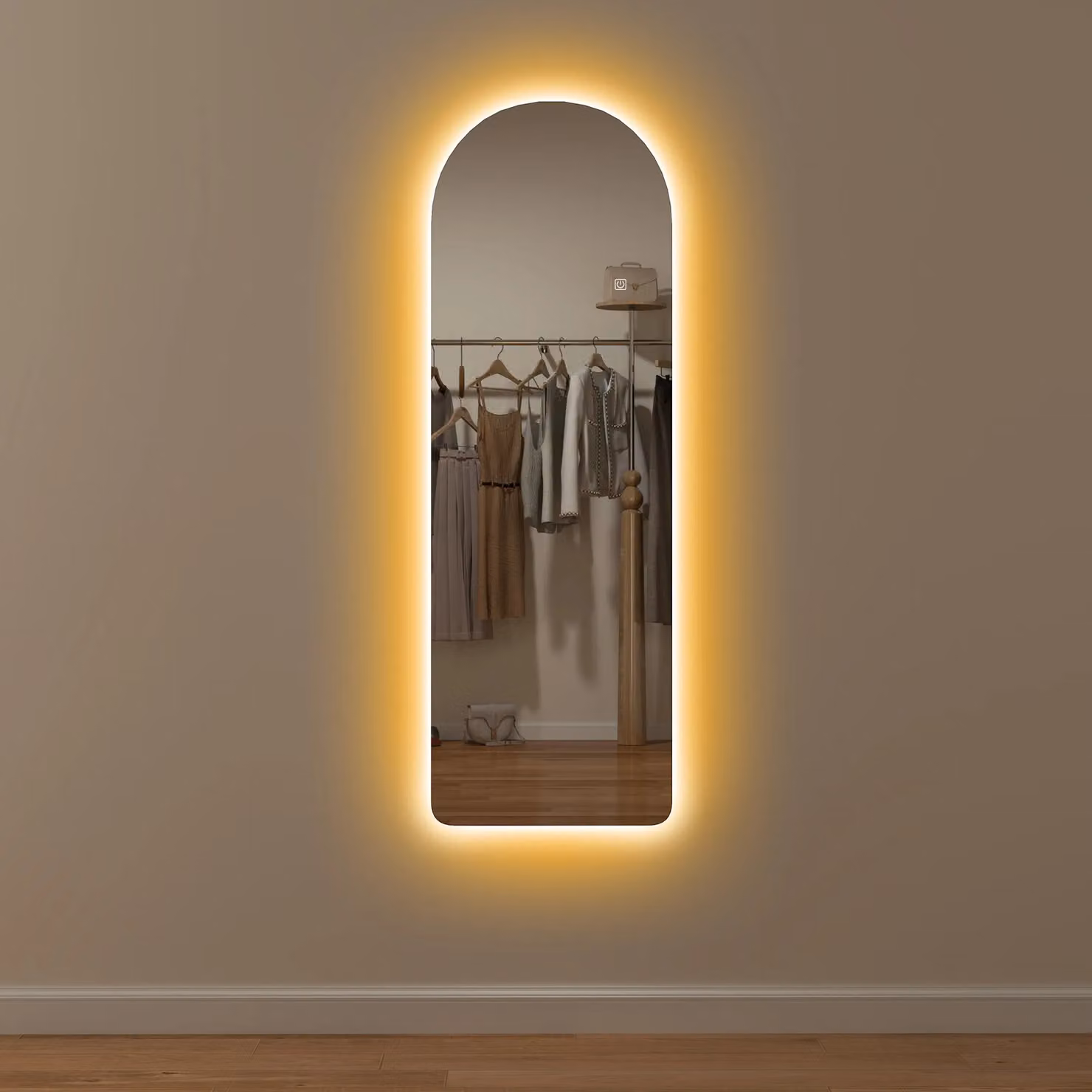 HOMCOM Full Length Wall Mirror with Dimmable LED Lights and 3 Adjustable Colours, Clear, W/D/H: 40 x 40 x 120 cm – 2