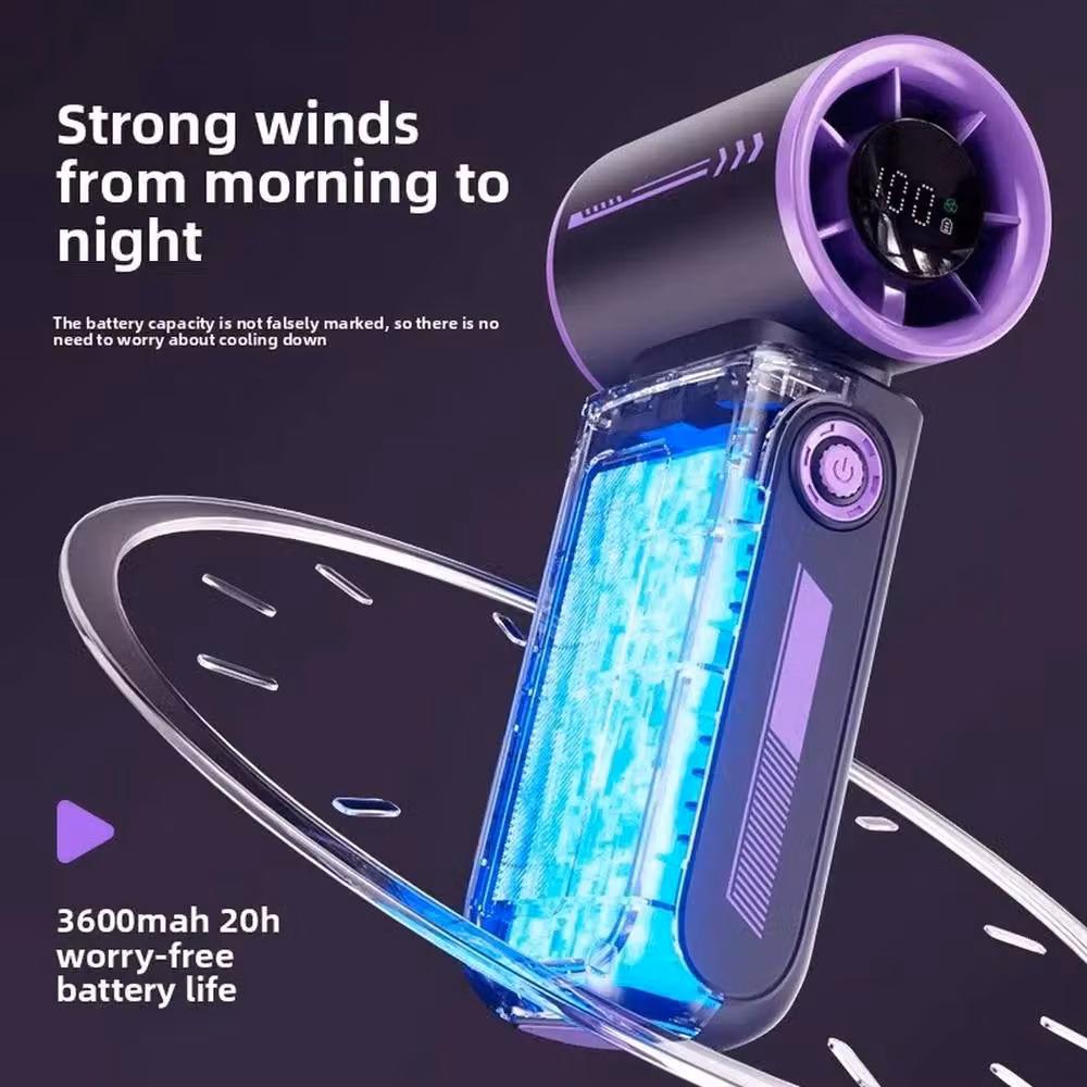 NESTLUNE Mini Turbo Portable Handheld USB Rechargeable Cooling Fan in Black – 4