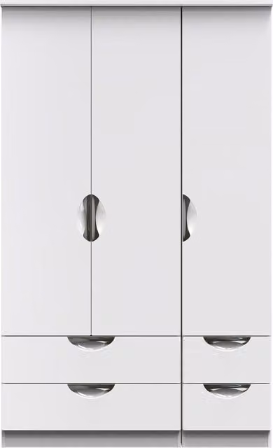 2 U Holborn Ready Assembled Triple Wardrobe with 2 Drawers in White