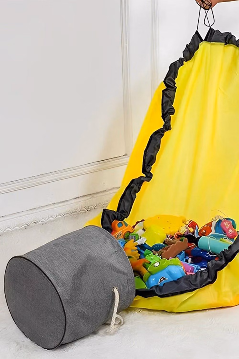 H&O Direct Toy Storage Basket with Play Mat in Grey with Lid and Handles – 2