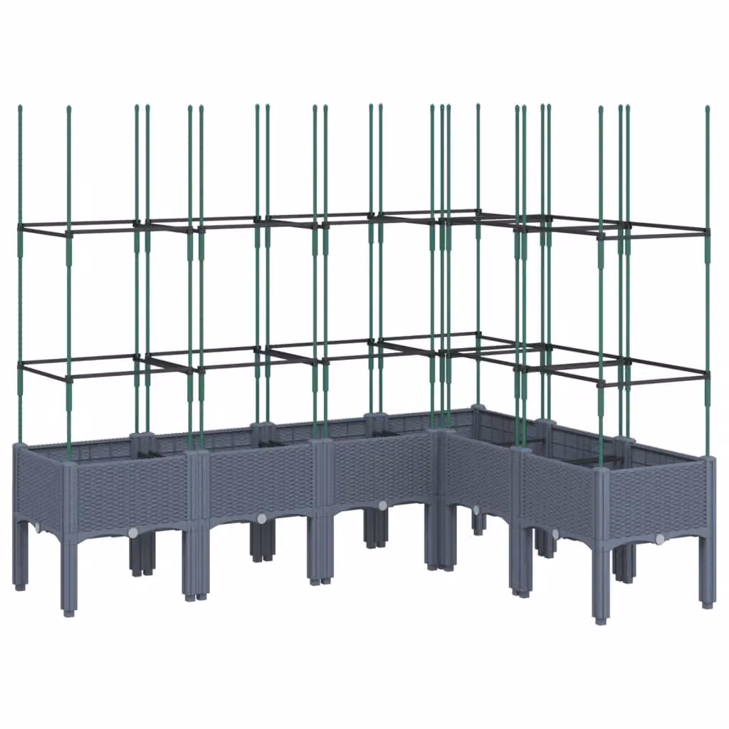 Berkfield Home Garden Planter with Trellis in Blue and Grey, W: 160 cm, D: 120 cm, H: 142.5 cm – 2