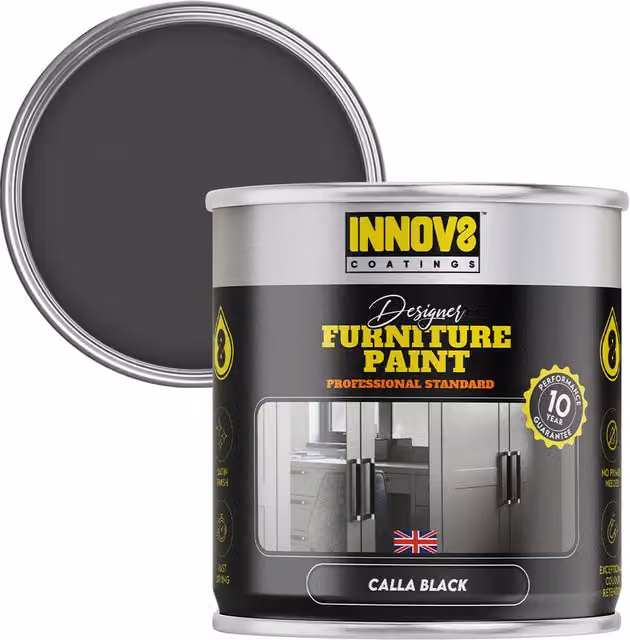 Innov8 Coatings Designer Furniture Paint in Black, 0.75 l, Satin Finish