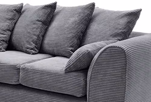 Abakus Direct Jumbo Cord Left Hand Corner Sofa in Grey, W/D/H: 212 x 164 x 78 cm – 4