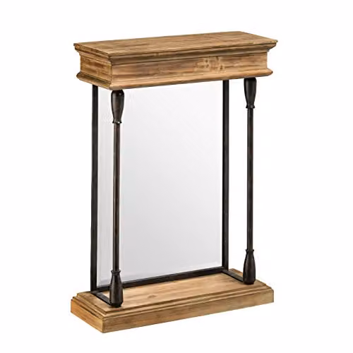 Orsina Tribeca Rectangular Industrial Wall Mirror in Black or Brown with Wood and Metal Frame, W: 50.0 cm, H: 70.0 cm, D: 1.0 cm – 2