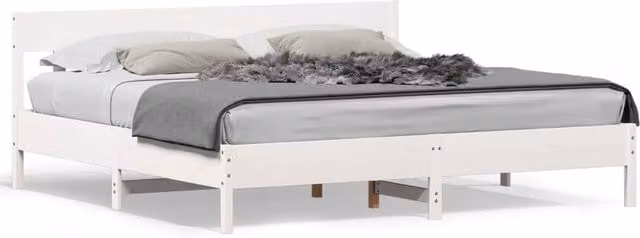 Berkfield Home Super King Solid Wood Pine Bed Frame in White, W/D/H: 180 x 200 x 81 cm – 1