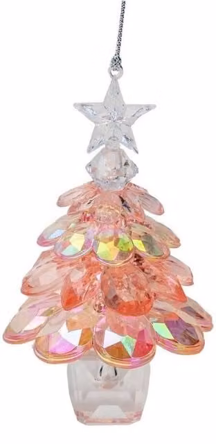KDMD Mauve Iridescent 3D Tree Decoration 2 Pack in Pink, Gold and Multicolour