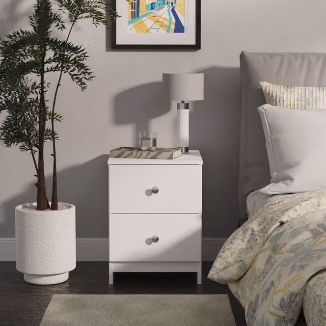 2 U Newlyn 2 Drawer Bedside Cabinet in White – 1