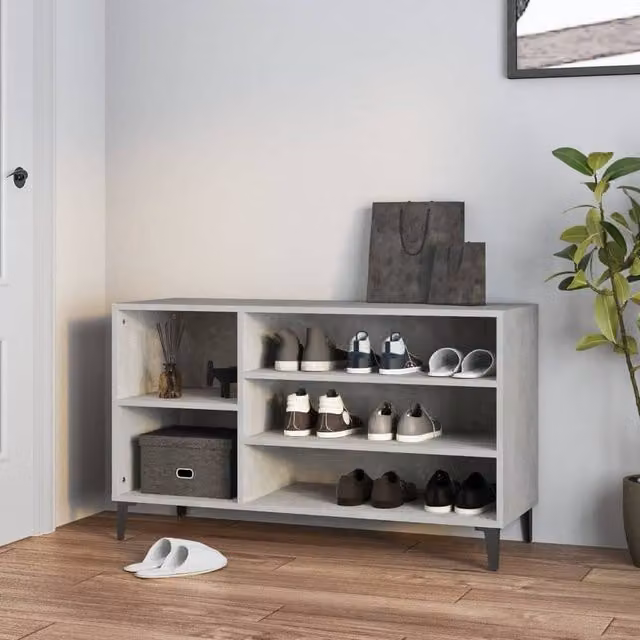 Berkfield Home Concrete Grey Shoe Cabinet with Integrated Seat, W/D/H: 102 x 36 x 60 cm – 1