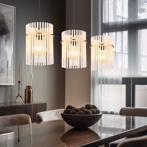 Netlighting Gorley Bar Pendant Light in Gold and Transparent Glass, W/D/H: 80 x 20 x 140 cm – 6