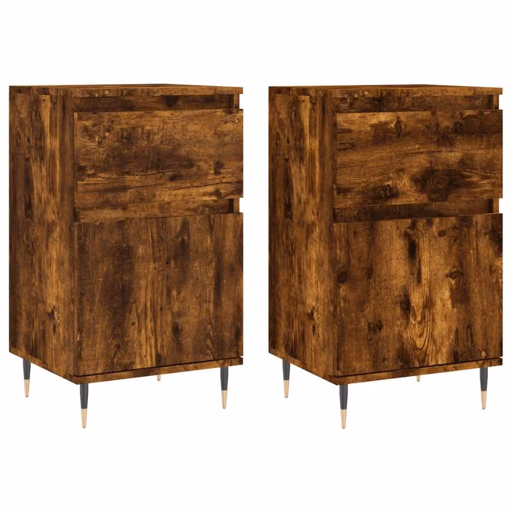 Berkfield Home Set of 2 Smoked Oak Sideboards in Brown, W/D/H: 40 x 35 x 70 cm – 3
