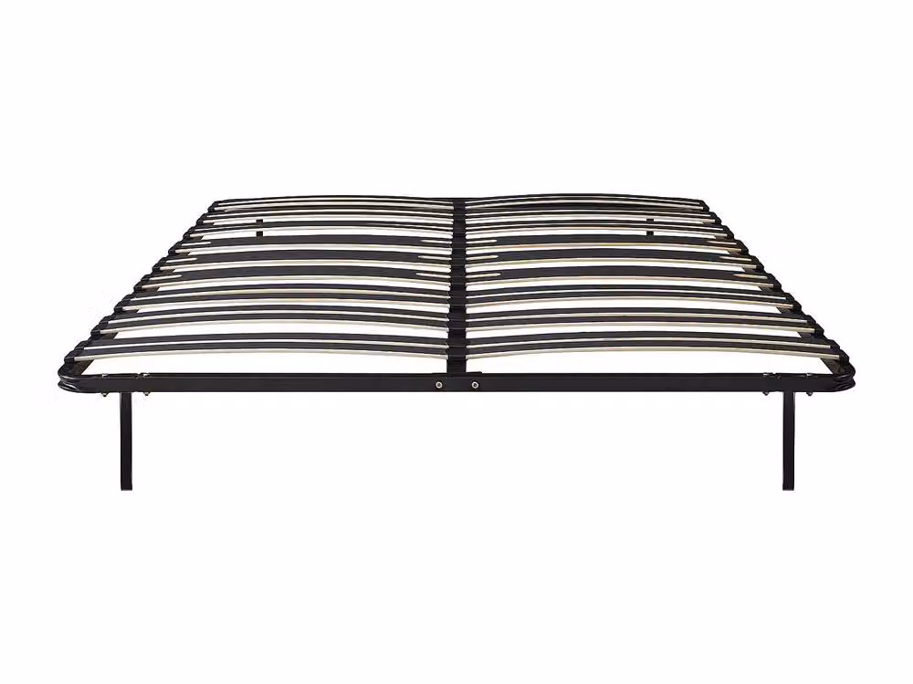 Vente-unique Double Slatted Bed Base with Rigid Wood Slats in Black, W/D/H: 160 x 200 cm – 2