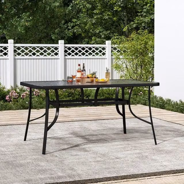 Kidkid Modern Tempered Glass Outdoor Coffee Table in Black