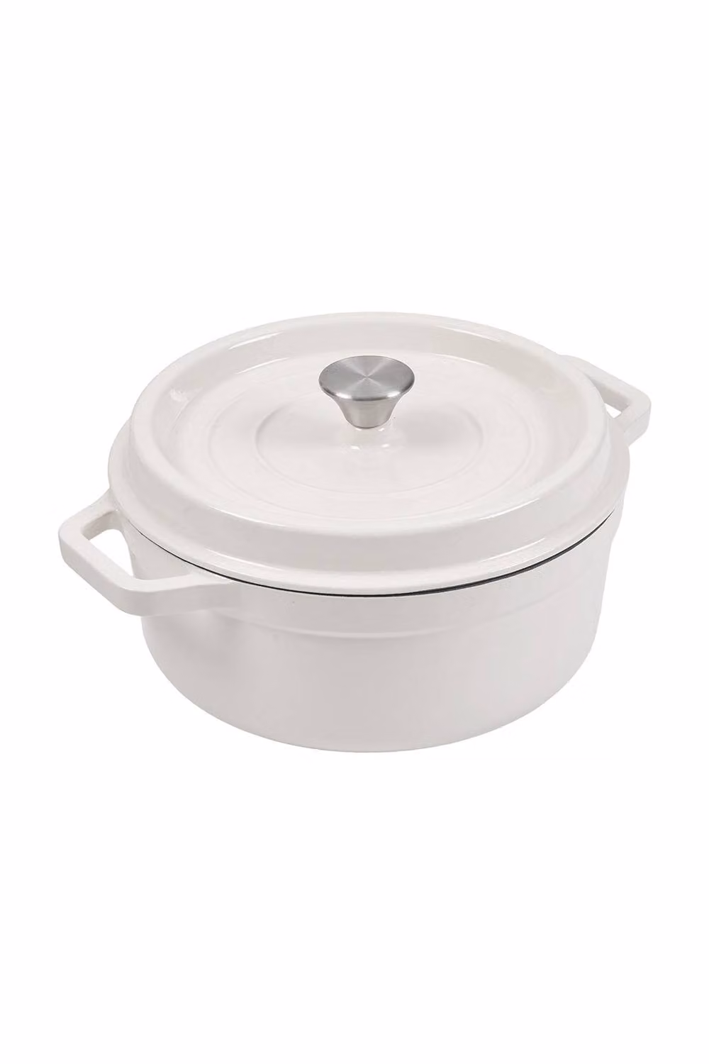 Living and Home Enamelled Cast Iron Dutch Oven Casserole Pot with Glass Lid in White, 4 l – 3
