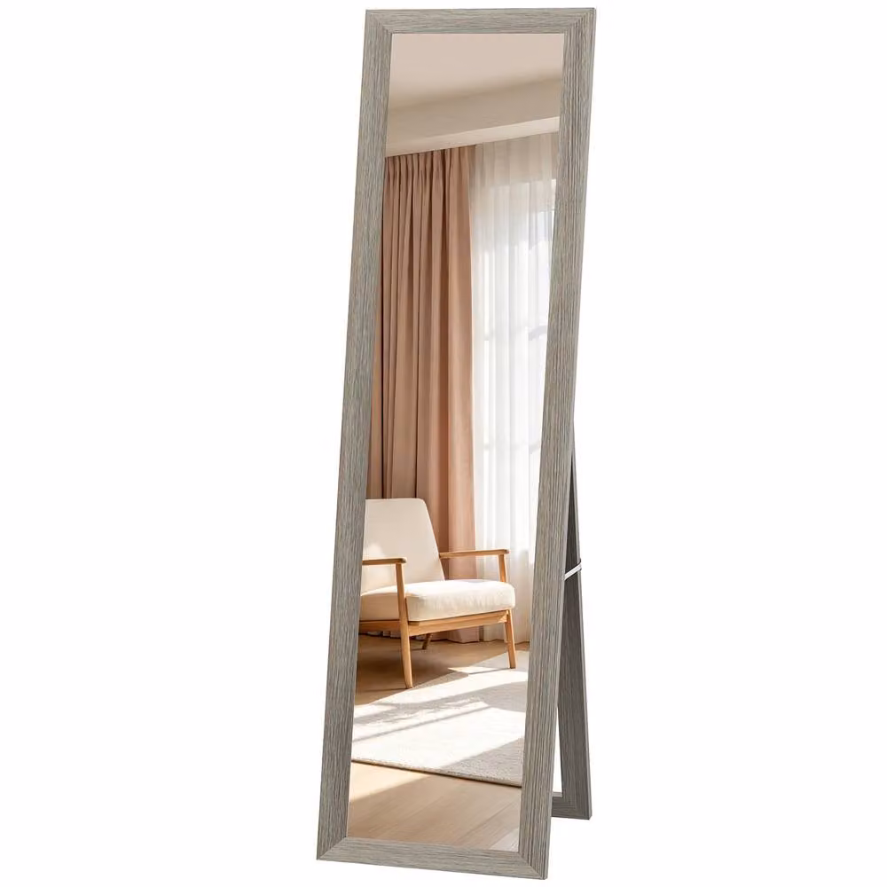 Rolipo Full Length Rectangular Mirror with Grey Wood Frame, W: 37 cm, H: 157 cm – 2