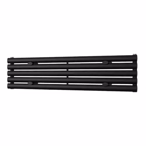 UK Radiators Omeara Axis Black Elliptical Tube Horizontal Designer Radiator, H: 29 cm, W: 120 cm – 2