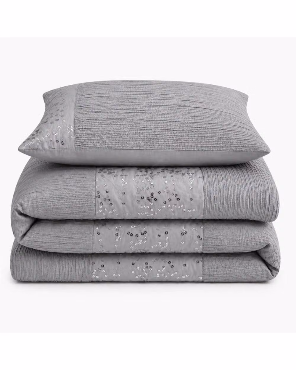 Intimates Amara Silver Crinkle Seersucker Duvet Cover and Pillowcase Set, W: 90 cm, L: 200 cm – 2