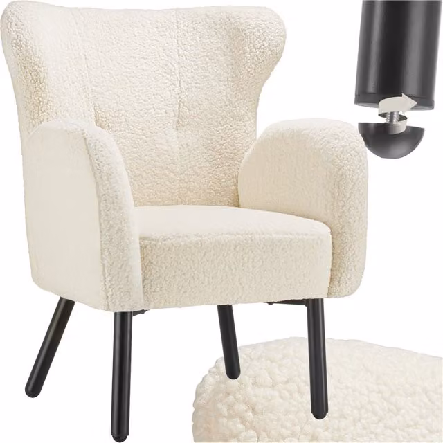 Tectake Hygge Bouclé Tub Armchair with Foam Padding in Beige
