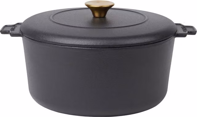 Vinga Monte 5.5L Heritage Non-Stick Enamelled Cast Iron Casserole Pot in Black
