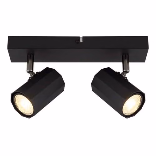 Globo Lighting Black Metal Adjustable Ceiling Spotlight with 2x GU10 Sockets, L 26 x W 6 x H 14.5 cm – 1