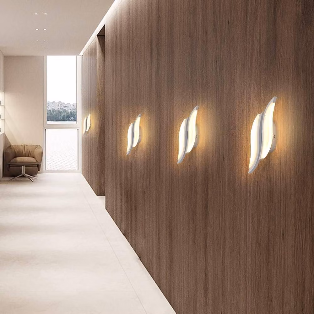 Goeco Modern LED Indoor Wall Light, 12W 1350LM, 3000K Warm White, White Acrylic and Aluminium Up and Down Lighting for Living Room, Bedroom or Staircase – 4