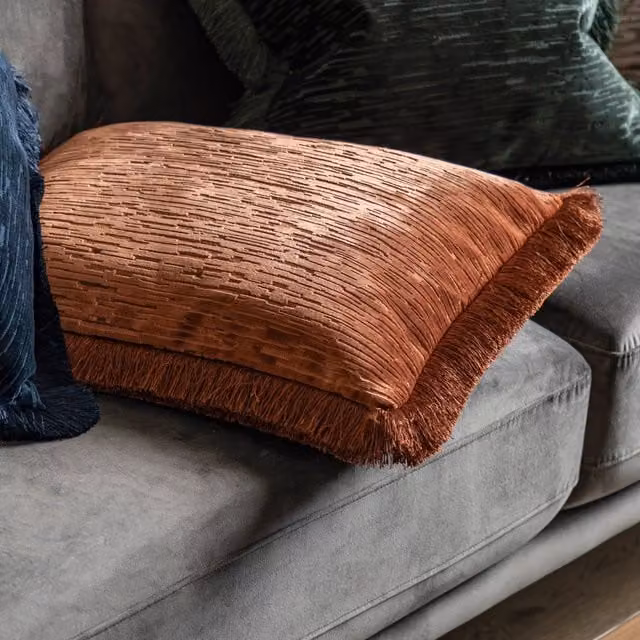 Terrys Orange Velvet Square Filled Cushion W/D/H: 50 x 50 x 50 cm
