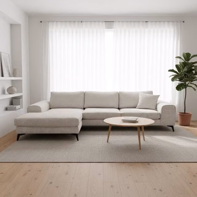 Abakus Direct Venice Chenille L-Shaped Corner Sofa in Grey or White, Left Facing – 1