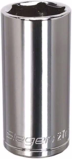 Loops 27mm Deep Drive Socket 1/2 inch Square Drive in Silver Chrome Plated Carbon Steel – 1
