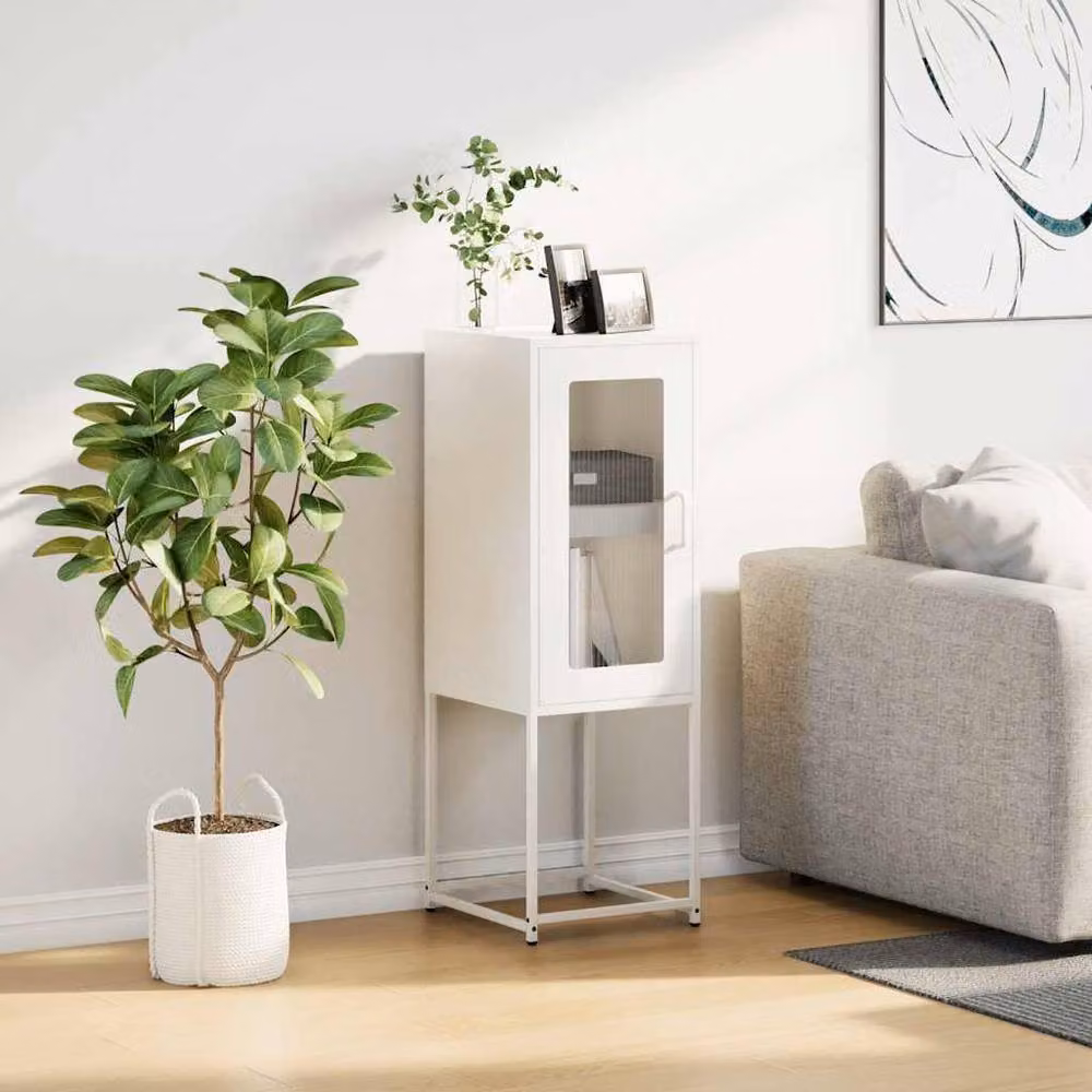 Berkfield Home White Matt Metal Sideboard, W/D/H: 36 x 39 x 107 cm – 2