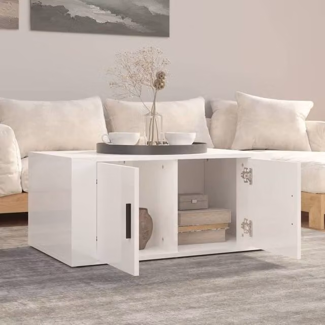 Berkfield Home Decorative Coffee Table in High Gloss White, W/D/H: 80 x 50 x 36 cm