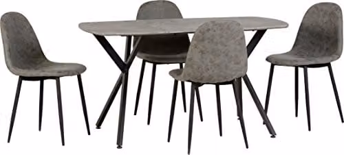 Seconique Athens Rectangular Dining Set with 4 Chairs in Grey and Black Concrete Effect – 2