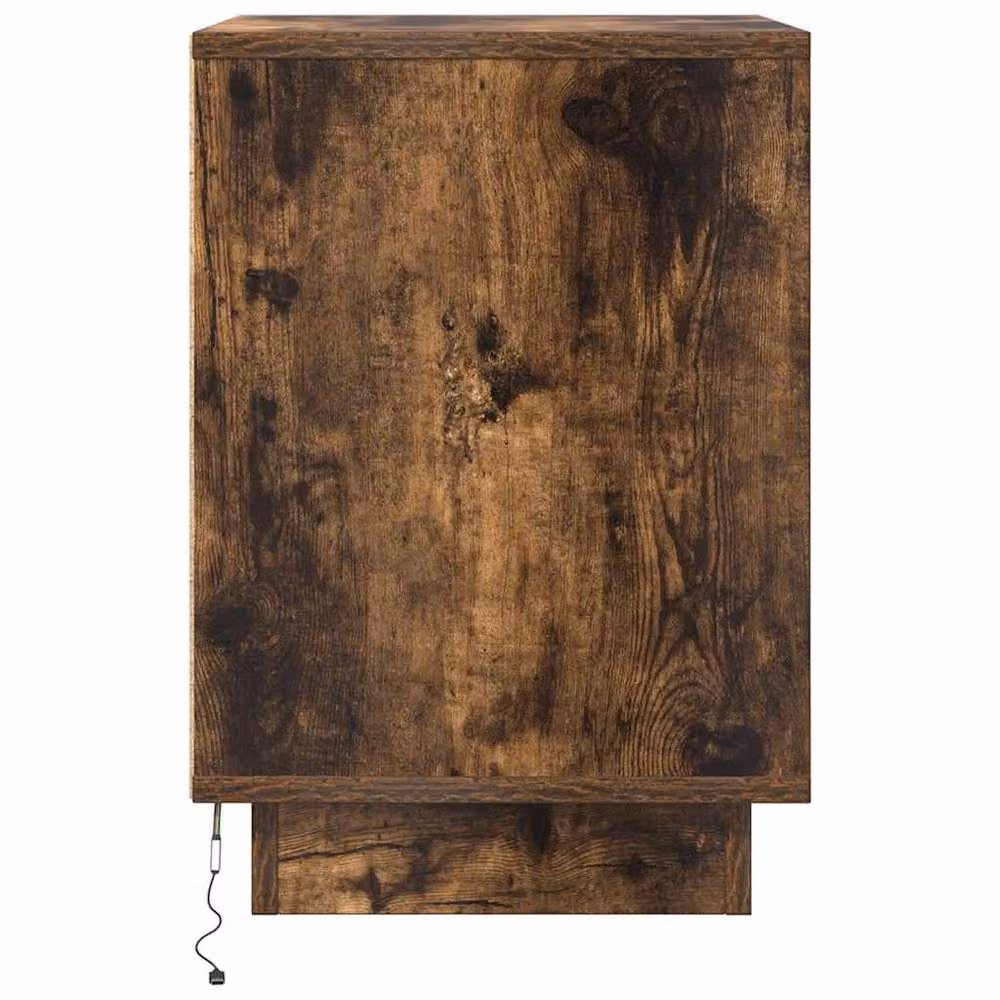 Berkfield Home Durable Bedside Cabinet with Integrated LED Lights in Smoked Oak Dark Brown, W/D/H: 38 x 34 x 50 cm – 3