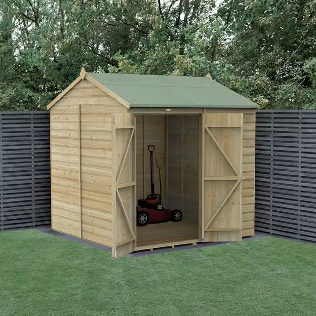 Beckwood Forest Garden Reverse Apex Wood Shed in Forest Green