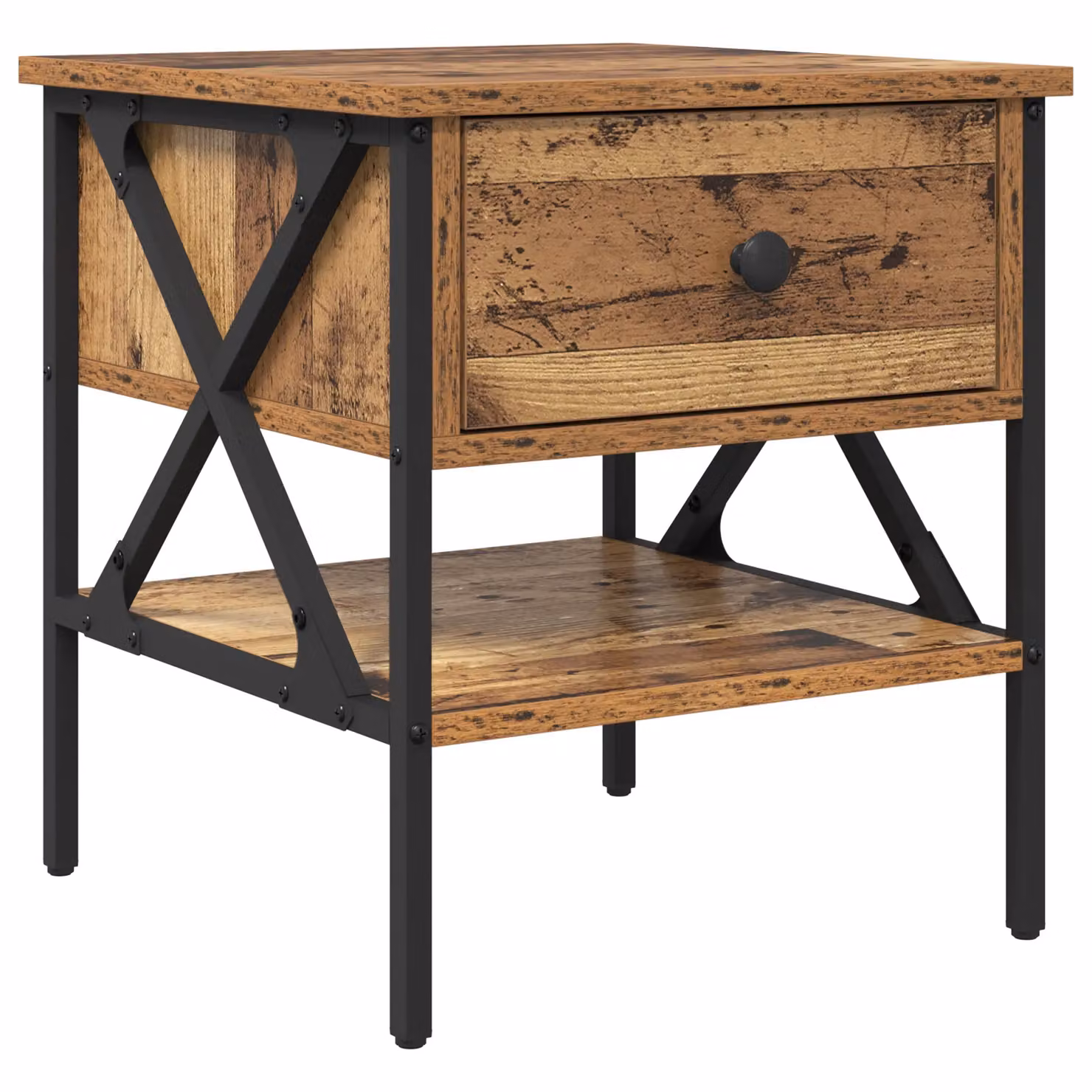 Berkfield Home Modern Bedside Table in Brown Old Wood, W/D/H: 40 x 42 x 45 cm – 2