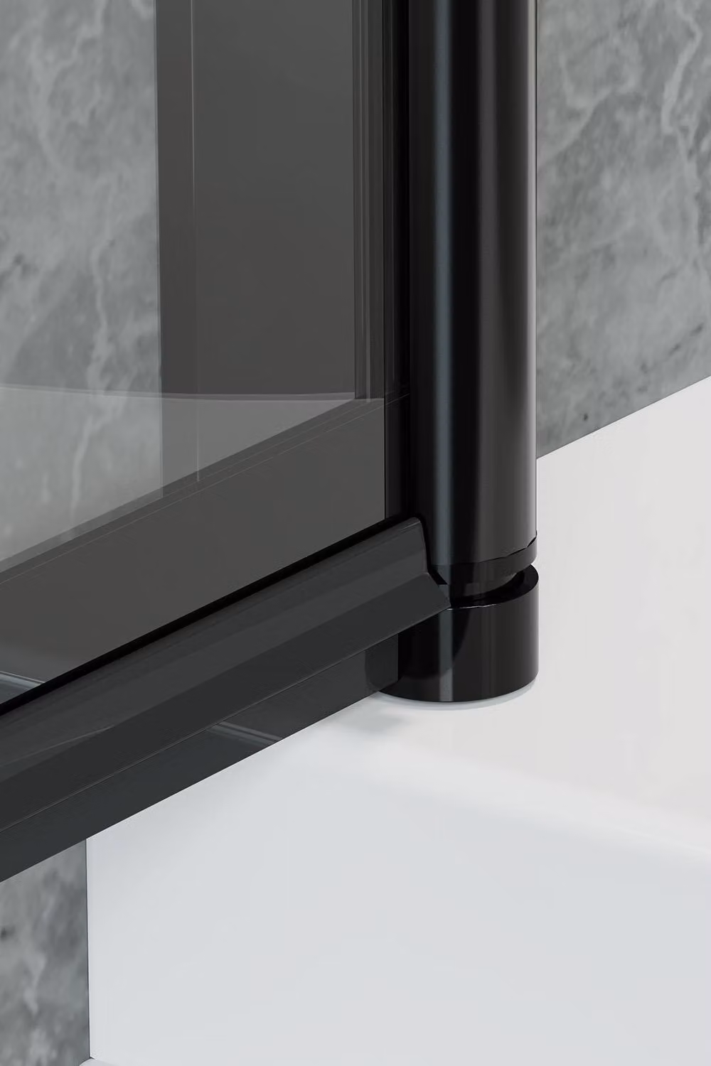 Living and Home Clear Tempered Glass Pivot Bath Shower Screen in Black – 3