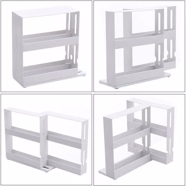 VOGREX 2-Tier Rotating Spice Rack and Seasoning Storage Organiser in White