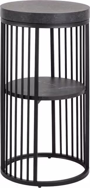 Furniture To Go Strington Round Bedside Table with 1 Shelf in Matt Black – 1