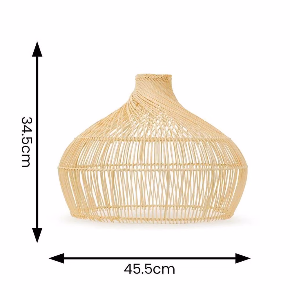 FLAVORA Boho Rattan Pendant Ceiling Light Shade in Beige with Warm White LED Bulb – 2