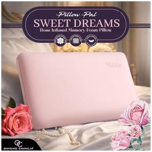 GC Gaveno Cavailia Rose Scent Memory Foam Pillow in Pink, W/D/H: 60 x 40 x 13 cm – 2