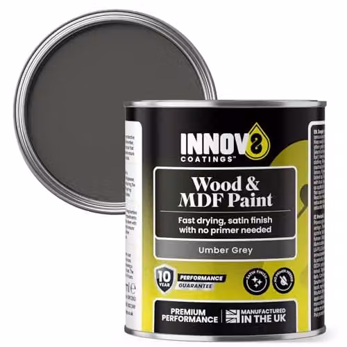 INNOV8 COATINGS Wood and MDF Paint, Satin Gloss Finish, Umber Grey, 250 ml