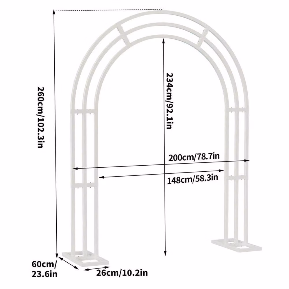 NESTLUNE 3 Layer Metal Wedding Arch Backdrop Stand in White, W: 100 cm, D: 15 cm – 2