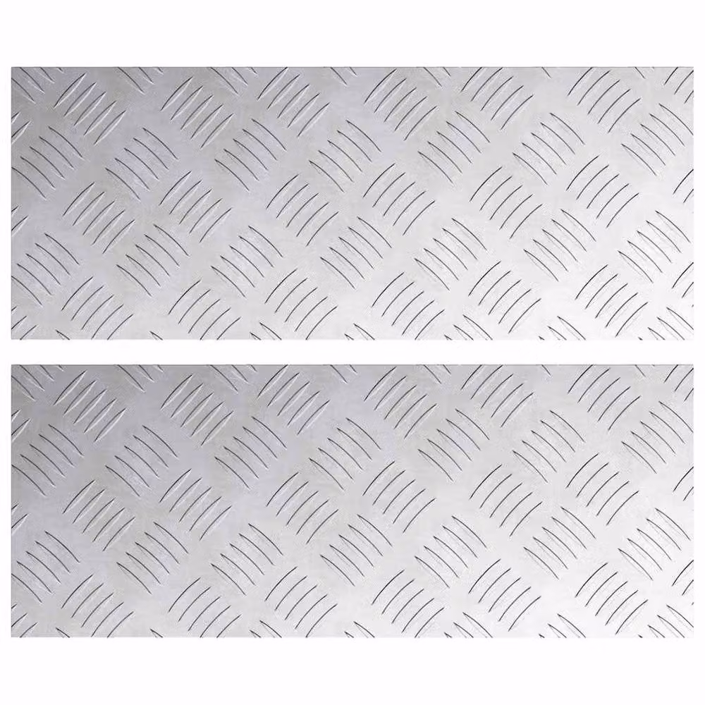 Berkfield Home Non-Slip Aluminium Checker Plate Sheets, 2 Pack, Silver, W: 50 cm, D: 20 cm – 2