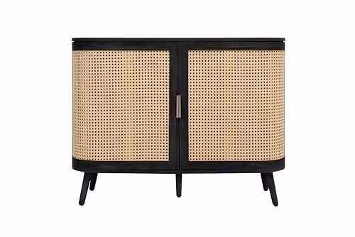 Birlea Noah 2 Door Rattan and Wood Sideboard in Black