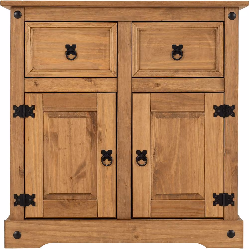 Seconique Corona Essentials Rustic Waxed Pine 2 Door 2 Drawer Sideboard in Sand Beige Brown – 3