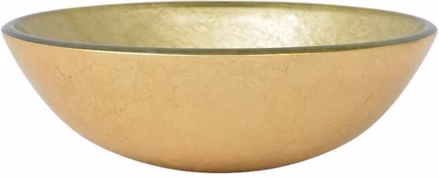 Berkfield Home Round Tempered Glass Countertop Basin, Gold, Diameter: 42 cm, Height: 13 cm – 1